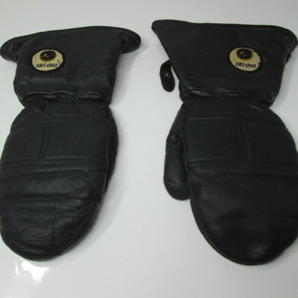 Vtg 1960's SKI DOO Snowmobile Leather Mitts Gloves Size M